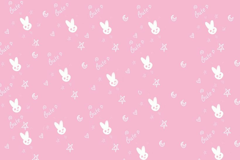 Hình nền cute có chữ với nhiều chú thỏ