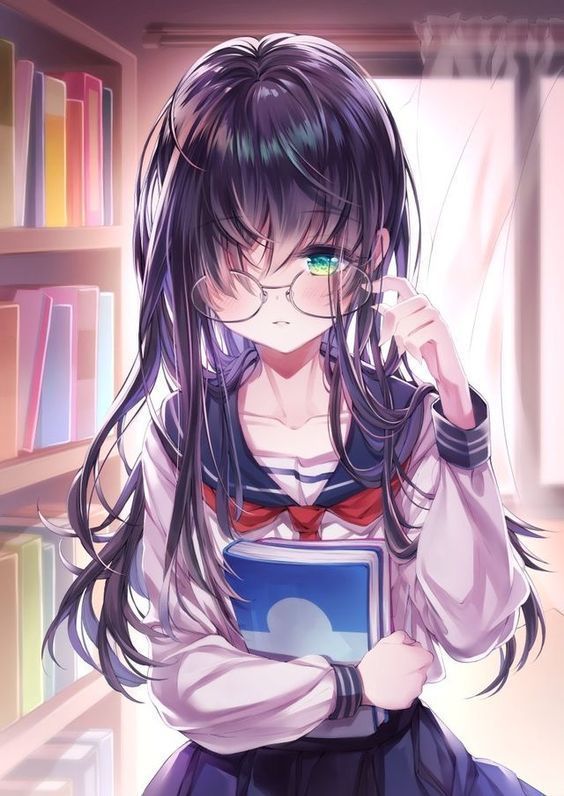 Hình ảnh anime nữ đeo kính cực ngầu