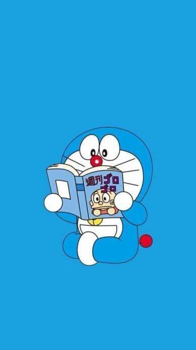 Hình nền Doremon Cute đang đọc sách