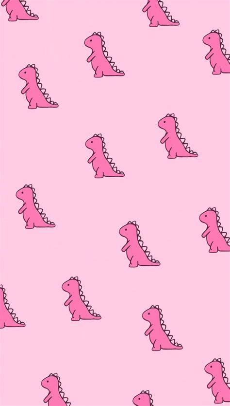 Hình nền màu hồng đẹp dễ thương cùng những chú khủng long nhỏ